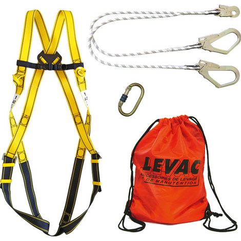 Kit échafaudage harnais 3800A + longe 3802C15 + Mousqueton LEVAC - 3616KIT7