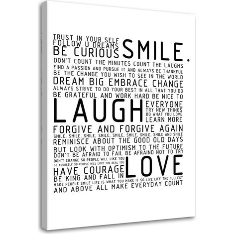 Tableau sur toile Smile Laugh Love Proverbes 70x100 (1/5)