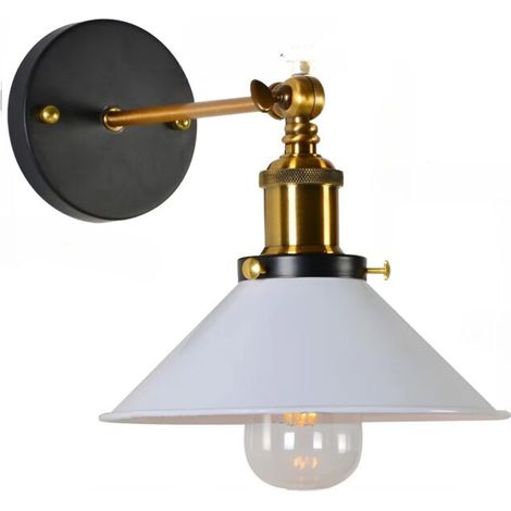 Ensemble d'appliques murales industrielles Edison Style plafonnier métal rétro plafonnier avec 180 degrés pivotant - 22cm, blanc 1pc