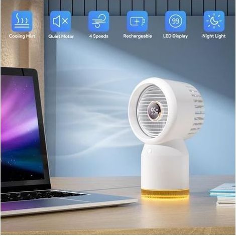 (Blanc)Climatiseur portatif de refroidisseur d'air, Ventilateur de bureau silencieux,4 Vitesses Réglables pour La Chambre, Bureau, Maison (1/3)