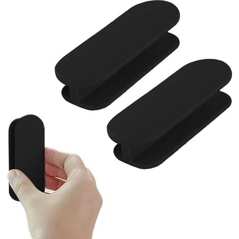 Poignée de Meuble Autocollante, Poignée De Porte Extérieure, 2 Pièces Poignet De Porte Autocollante, Poignet Ventouse Baie Vitrée, Poignées De Porte, Poignet De Porte Exterieur, Noir (1/5)