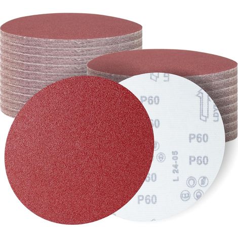 Disques de Ponçage 180mm, 30 Pièces, Disques Abrasifs Grain 60 pour Ponceuse Orbitale Aléatoire, Idéal pour Poncer/Polir/Dérouiller (1/5)