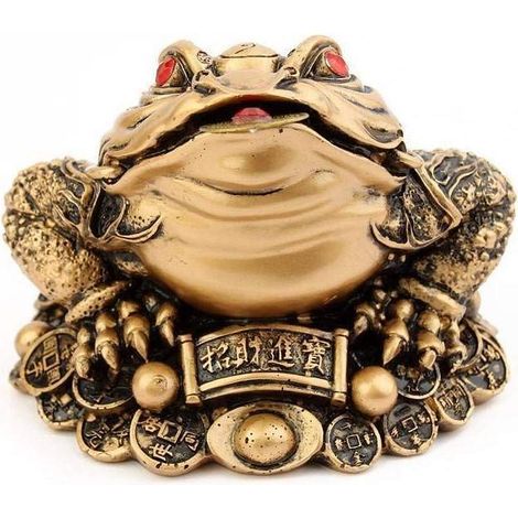 Crapaud de Fortune Feng Shui XXL - Crapaud à 3 Pattes Doré - 15,5 x 18 x 5 cm - Décoration Asiatique - Idée Cadeau Originale Chine Asie - Figurine Grenouille Porte-Bonheur Chance Or (1/3)