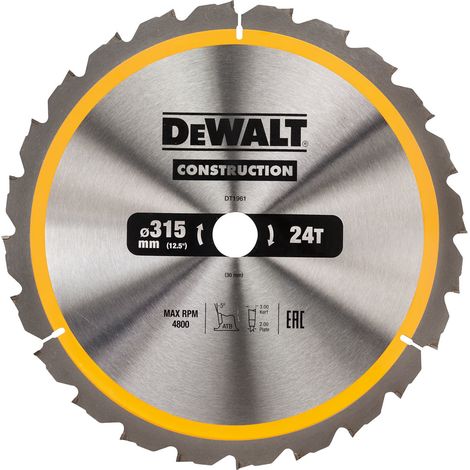 Hoja de Sierra Circular para Construcción DeWalt DT1184-QZ 305 x 30 x 2,41mm, 80 Dientes, Ángulo de 7°, Alta Precisión para Cortes en Materiales Fuertes.