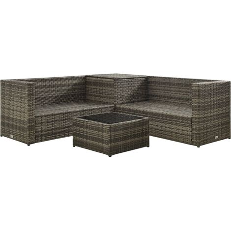 vidaXL Set Divani da Giardino 4 pz con Cuscini in Polyrattan