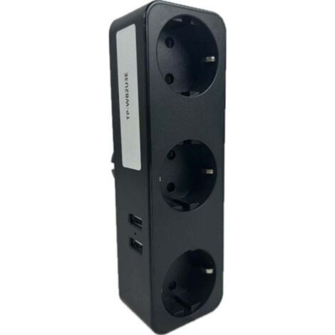 Multiprise Murale, 5 en 1 Prise USB Multiple USB, Multiprise 3 Prises et 2 Ports USB, Prise Multiple Murale USB 4000W, Triplette Electrique pour la Maison Le Bureau Les Voyages (Noir) (1/3)