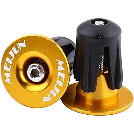 Vélo De Route Poignée Barre Extrémité Bouchons 2pcs Coloré en Aluminium Vélo Guidon De Vélo Bar Poignées Extrémité Bouchons Caps Vélo Accessoire(Or) (1/4)