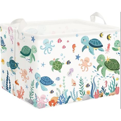 Panier Rangement Bébé Jouets Corbeille Linge Animaux Marins Boite Rangement Jouets Panier Linge Pliable Cube Rangement Tissu Panier Jouet Enfant Bac Linge Sale Impermeable (1/5)