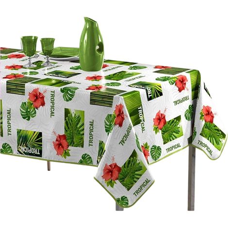 Nappe rectangle PVC 140 x 240 cm Salvador blanc
