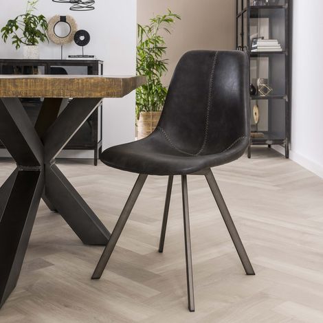 Set mit 4 Siena Saddle PU-Esszimmerstühlen in Schwarz