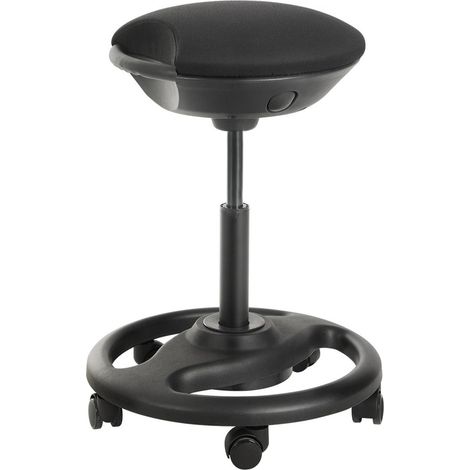 Sgabello operativo dinamico sedia da ufficio ergonomica girevole con ruote seduta extra larga inclinazione 10° altezza regolabile imbottitura spessa nero 120001457