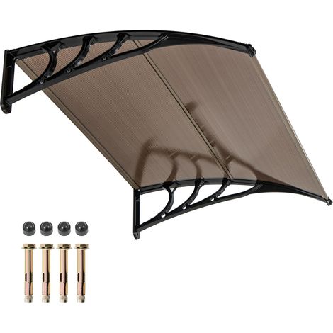 COSTWAY Tettoia per Porta Finestra, Pensilina Tettoia per Porta in Policarbonato, per Protezione da Sole, Pioggia, Neve, per Balcone, Finestre e Porte (122 x 99 x 28 cm,Marrone) (1/5)