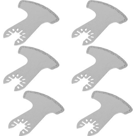 6 lames de scie universelles oscillantes en forme de faucille, revêtues de carbure de diamant, pour la dépose de carreaux et de maçonnerie