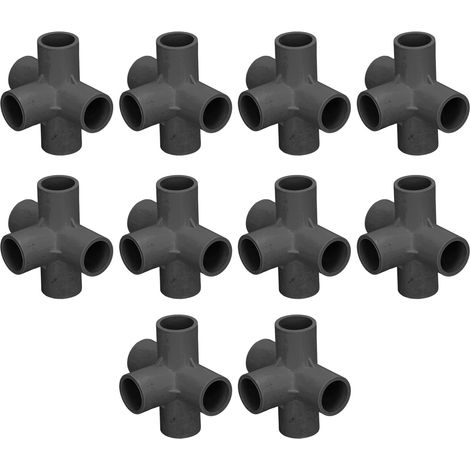 10 Stück PVC-Rohrverbinder 20 mm 5-Wege rechtwinklig 3D-Winkelrohrverbinder für Möbel Schwarz (1/5)