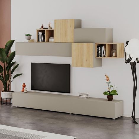 Parete attrezzata colore cashmere e rovere Tromen 260 cm (1/5)