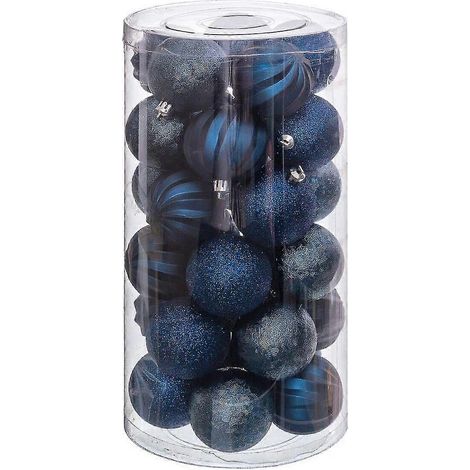 Boules de Noël en plastique bleu 6 x 6 x 6 cm (30 unités) (1/2)