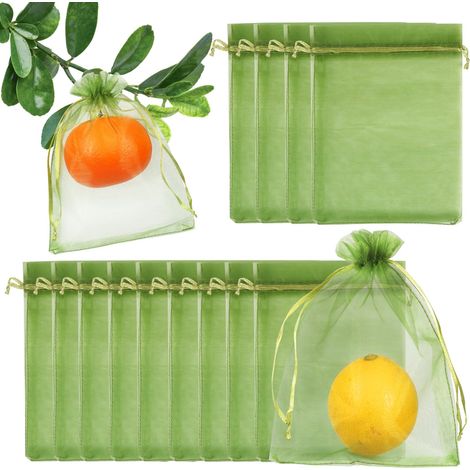 Sacs de Protection des fruits couverture filet en maille à cordon serrage barrière antiparasitaire 11x16cm 100 pièces (1/3)