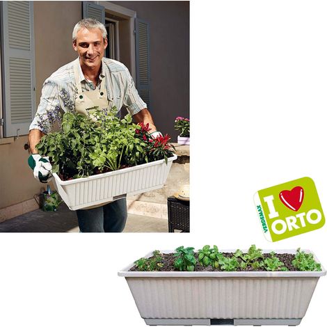 Fioriera ortovaso coltivazione di erbe aromatiche ortaggi e fiori contenitore con riserva d'acqua (1/5)