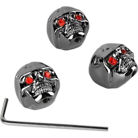 Boutons de réglage guitare basse métal tête de mort noir - 3 pièces de rechange pour volume et tonalité GD304 (1/5)