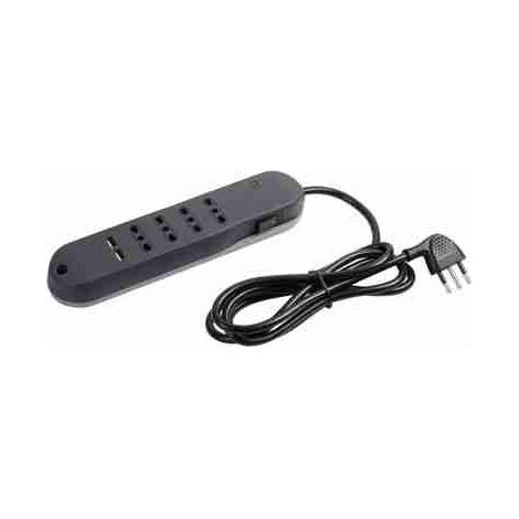 BTI3636GBU Multipresa SLIM bipasso con 2 prese USB, interruttore safe e cavo - grigia