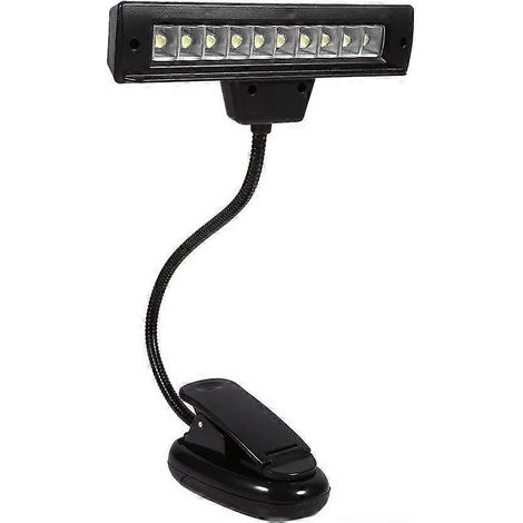 Lampe de lecture à pince pour pupitre de musique, 10 LED, lampe d'orchestre réglable, lampe de bureau 110V220V(1) (1/5)