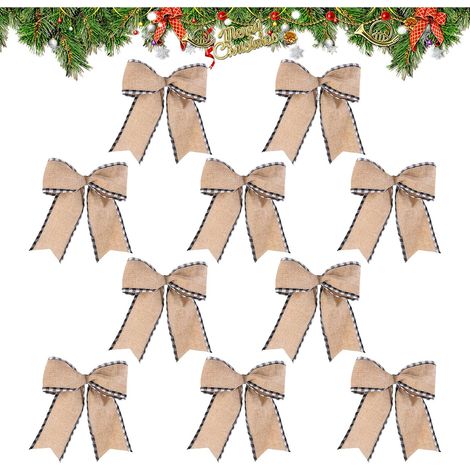 Décorations De Noël en Nœuds Décoratifs 10 Pièces De Décorations De Noël Décorations De Guirlande De Décoratifs Pour Mur Porte Salon Entrée Jardin Cheminée Escalier Mariage (1/5)