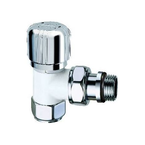 VALVE THERMOSTATIQUE BLANCHE CHROMÉE À ANGLE Droit Mesure : 1/2