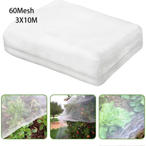 Filet de protection contre les insectes pour légumes et fruits (3 x 10 m), filet anti-insectes pour serres et serres, filet anti-oiseaux (1/4)