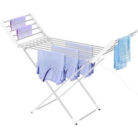 Sèche-Linge Electrique, Etendoir Pliant d'Intérieur à Etages, Classique, Blanc, Dimensions du produit replié: 113 x 53 x 7 cm (1/4)