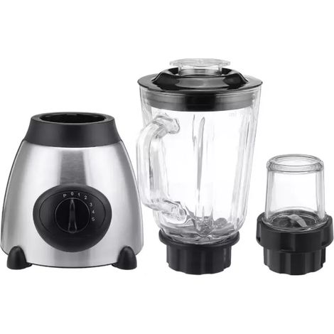 2 en 1 : mixeur, broyeur à fruits en verre, robot culinaire et broyeur.