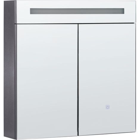 Mueble de baño LED con espejo 60 x 60 cm almacenaje minimalista moderno negro Jaramillo