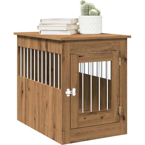 Jaula para perros madera ingeniería roble artesanal 55x80x68 cm vidaXL