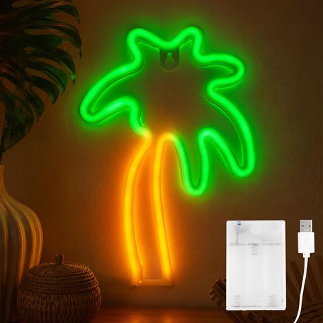 Lumières néon LED en forme de palmier, noix de coco, fonctionne avec piles/USB, pour chambre d'enfant, chambre à coucher, fête, décoration murale, Noël, mariage (1/5)