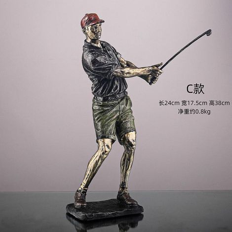 Figura de golfista hecha a mano en resina ecológica con palo de metal – decoración unisex de estilo nórdico. (1/5)