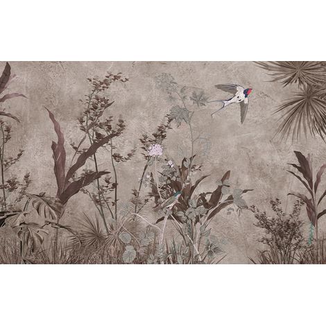 Papier peint panoramique - Plantes Oiseau - 130 cm x 81 cm (1/2)