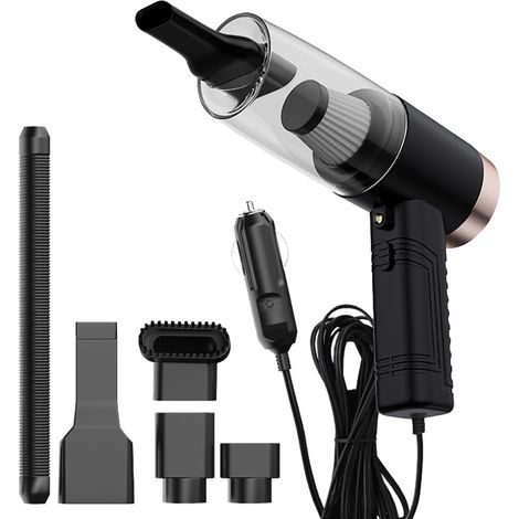 Aspirateur Portable Sans Fil - Aspirateur Humide Et Sec Pour Voiture Et Maison - Puissance Élevée - Lampe D'aromathérapie Intégrée - Noir - 1 Pièce (1/5)