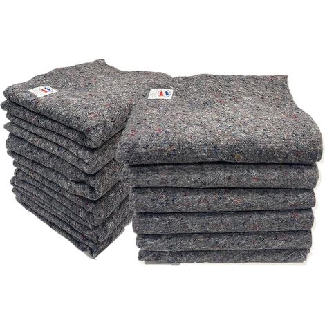Lot de 12 Couvertures Garde Meubles France - pour Déménagement - Protection Meubles- Transport et Stockage - 150 x 200 cm - 330 g/m² - Couverture 100% Textile Recyclé