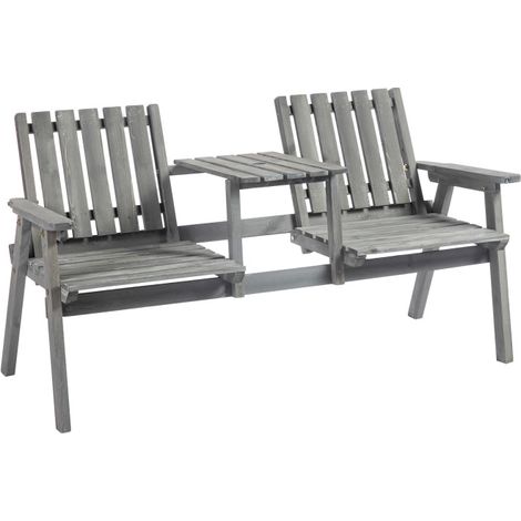 Aga Panchina da giardino con tavolino 152x70x83 cm Grigio