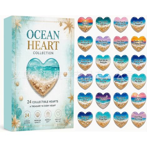 New Ocean Heart Christmas Tree Decoration Acrylic Pendant Countdown Calendar Blind Box 4 -