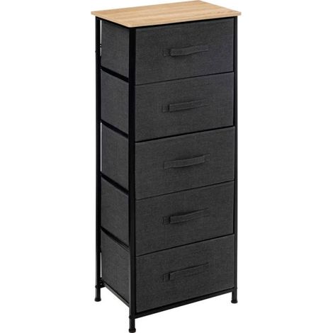 Meuble de Rangement Haut "Tissa" 114cm Gris Foncé (1/5)