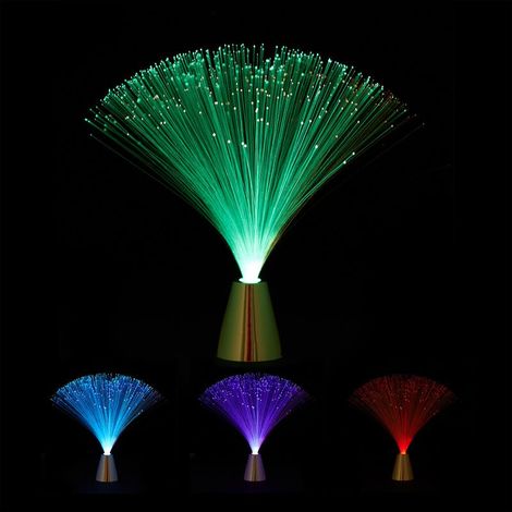 Relaxdays Lumière à fibre optique, couleur changeante, LED style rétro, lampe d’ambiance, faisceaux, 33, cm, multicolore (1/5)