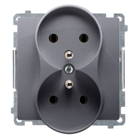 Simon Basic Doppelsteckdose mit/ohne 16A, 250V matt silber BMGZ2M.01/43