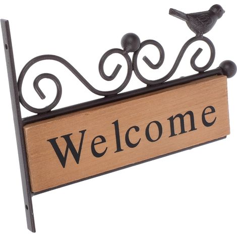 Plaque de Porte Suspendue en Bois, Panneau de Bienvenue Décoratif (1/5)