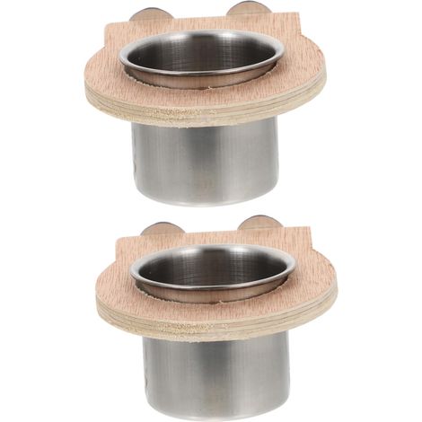 Lot de 2 abreuvoirs pour perroquet, gamelles pour cage à oiseaux, gobelets de rangement en acier inoxydable, mangeoire Xuan Feng. (1/5)