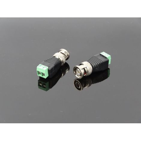 Male BNC connector with green terminals, Q9 video surveillance connector, solderless adapter for positive and negative terminals (1/5)