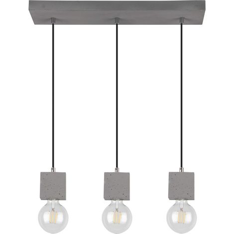 Suspension en Béton Gris Design Cubic Plaque 3 Ampoules alignées STRONG (1/3)