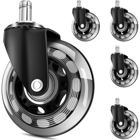 Roulette pour Chaise De Bureau à Visser 11mm Roue Pied De Chaise De Bureau, 360° Roulette Pivotante Silencieuse roulettes pour Meubles, Universelles Chaise Gaming Roulette (11X22MM) (1/5)