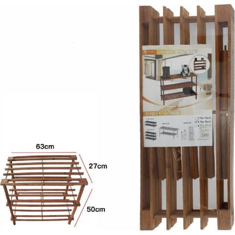 TrAdE Shop Traesio - Scarpiera Porta Scarpe 3 Piani Ripiani In Legno Scaffale Mobile 63x27x50cm 35974 -