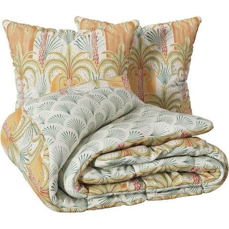 Housse couette + 2 taies percale de coton 240 x 220 cm Janice (1/4)