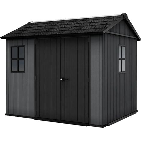 Keter Newton 975 Gartenhaus - 230x287x246cm - Satteldach - Kunststoff - Grau - Natürlicher Holzlook - 15 Jahre Herstellergarantie